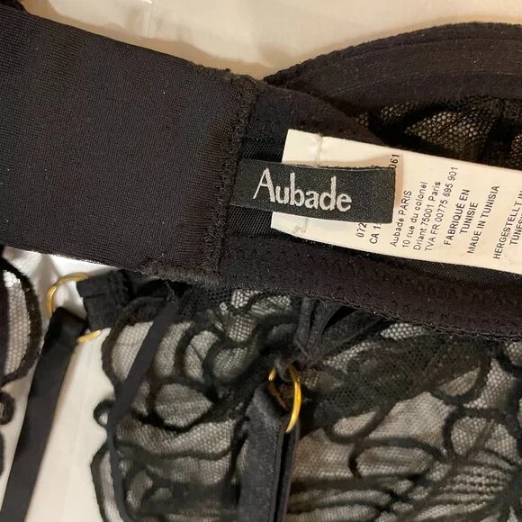 AUBADE L'indomptable Ultra Plunge Triangle Bra in Afterdark Black Size 34D NWT - Picture 11 of 14